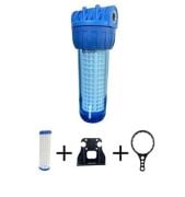 10'' Housing 3/4' Çıkışlı Tekli Tesisat Tipi Yıkanabilir Filtre Seti