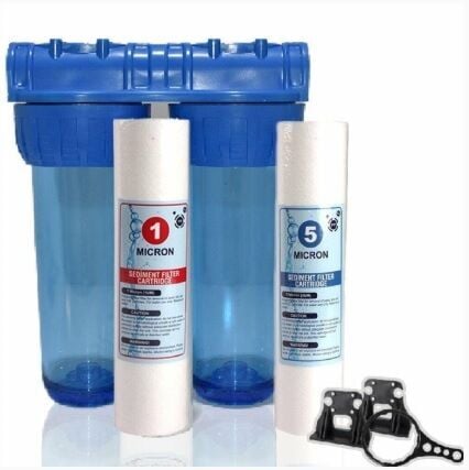 10'' Housing 3/4' Çıkışlı İkili Tesisat Tipi Filtre Seti