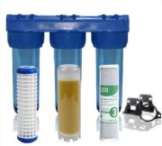 10'' Housing 3/4'' Çıkışlı Üçlü Tesisat Tipi Filtre Seti