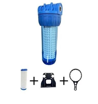 10'' Housing 3/4' Çıkışlı Tekli Tesisat Tipi Yıkanabilir Filtre Seti